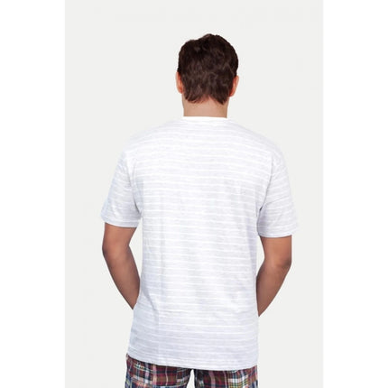 Rosolly Men'sÂ Casual Half sleeve Stripped Cotton Crew Neck T-shirt (GreyÂ )