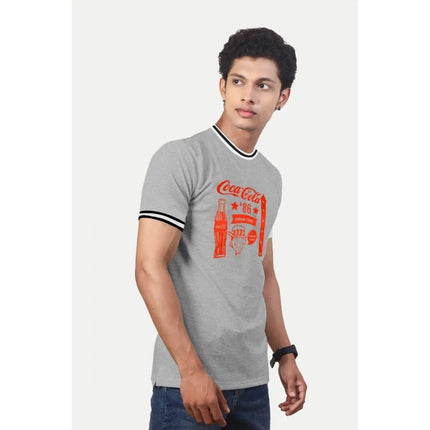 Rosolly Men'sÂ Casual Half sleeve Printed Cotton Crew Neck T-shirt (Grey Melange)