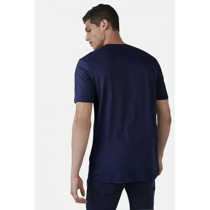 Rosolly Men'sÂ Casual Half sleeve Printed Polyester Crew Neck T-shirt (Navy)