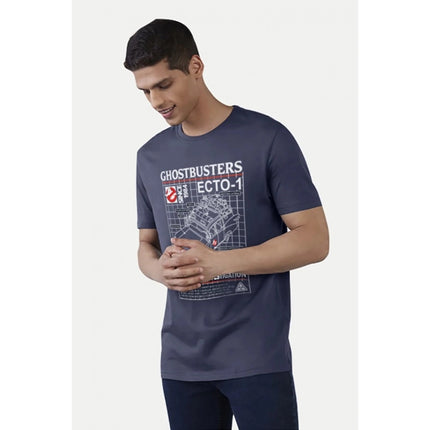 Rosolly Men'sÂ Casual Half sleeve Printed Polyester Crew Neck T-shirt (Blue)
