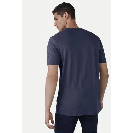 Rosolly Men'sÂ Casual Half sleeve Printed Polyester Crew Neck T-shirt (Blue)