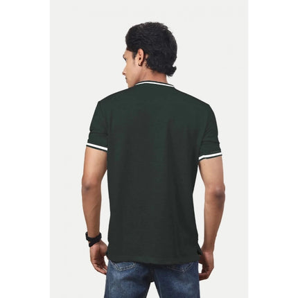 Rosolly Men'sÂ Casual Half sleeve SolidÂ Polyester Crew Neck T-shirt (Olive)