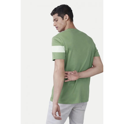 Rosolly Men'sÂ Casual Half sleeve Stripped Cotton Crew Neck T-shirt (Light Green)
