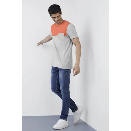 Rosolly Men'sÂ Casual Half sleeve SolidÂ Cotton Round Neck T-shirt (Beige)