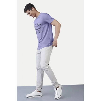 Rosolly Men'sÂ Casual Half sleeve Printed Cotton Crew Neck T-shirt (Purple)