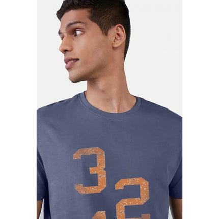 Rosolly Men'sÂ Casual Half sleeve Printed Cotton Crew Neck T-shirt (Blue)