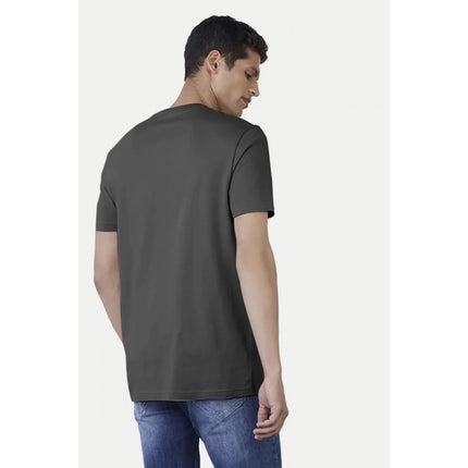 Rosolly Men'sÂ Casual Half sleeve Printed Cotton Crew Neck T-shirt (Black)