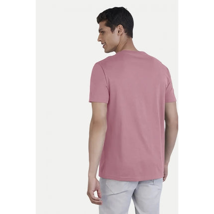 Rosolly Men'sÂ Casual Half sleeve Printed Cotton Crew Neck T-shirt (Pink)