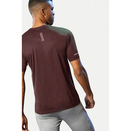 Rosolly Men'sÂ Casual Half sleeve SolidÂ Polyester Crew Neck T-shirt (Maroon)