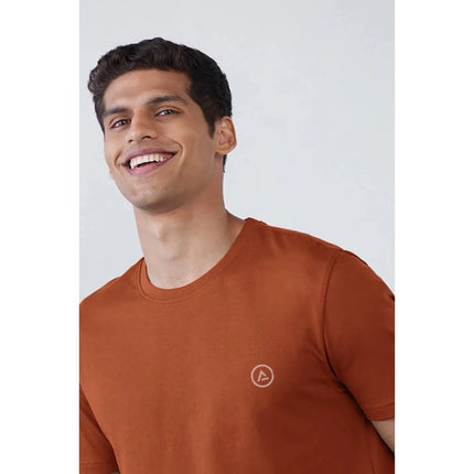 Rosolly Men'sÂ Casual Half sleeve SolidÂ Polyester Crew Neck T-shirt (Rust)
