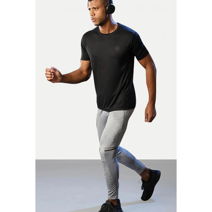 Rosolly Men'sÂ Casual Half sleeve SolidÂ Polyester Crew Neck T-shirt (Black)