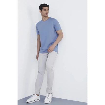 Rosolly Men'sÂ Casual Half sleeve SolidÂ Polyester Crew Neck T-shirt (Light Blue)
