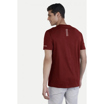 Rosolly Men'sÂ Casual Half sleeve SolidÂ Polyester Crew Neck T-shirt (Maroon)
