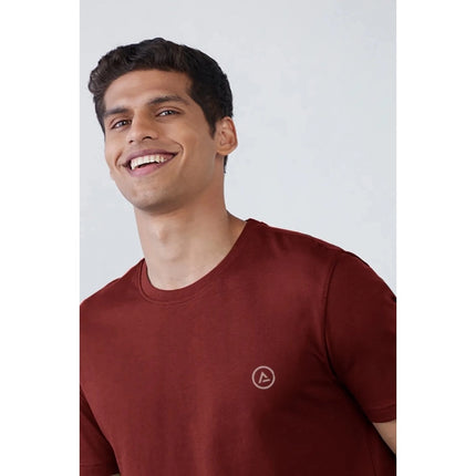 Rosolly Men'sÂ Casual Half sleeve SolidÂ Polyester Crew Neck T-shirt (Maroon)