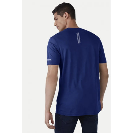 Rosolly Men'sÂ Casual Half sleeve SolidÂ Polyester Crew Neck T-shirt (Blue)