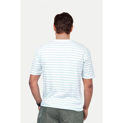 Rosolly Men'sÂ Casual Half sleeve Stripped Cotton Crew Neck T-shirt (Green)