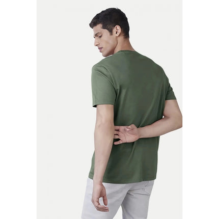 Rosolly Men'sÂ Casual Half sleeve Printed Polyester Crew Neck T-shirt (Green)