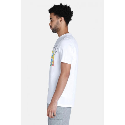 Rosolly Men'sÂ Casual Half sleeve Printed Polyester Crew Neck T-shirt (White)