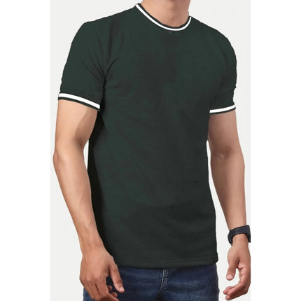 Rosolly Men'sÂ Casual Half sleeve SolidÂ Polyester Crew Neck T-shirt (Olive)