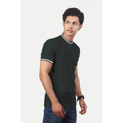 Rosolly Men'sÂ Casual Half sleeve SolidÂ Polyester Crew Neck T-shirt (Olive)