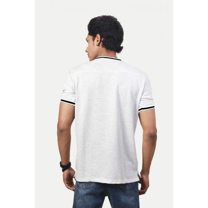 Rosolly Men'sÂ Casual Half sleeve SolidÂ Polyester Crew Neck T-shirt (Ecru)