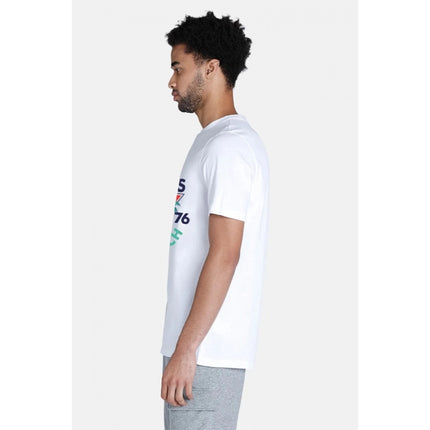 Rosolly Men'sÂ Casual Half sleeve Printed Polyester Crew Neck T-shirt (White)