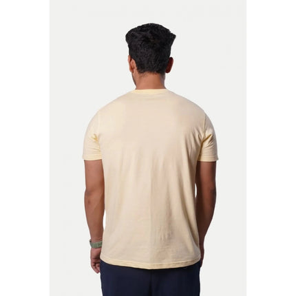 Rosolly Men'sÂ Casual Half sleeve Printed Cotton Crew Neck T-shirt (Beige)