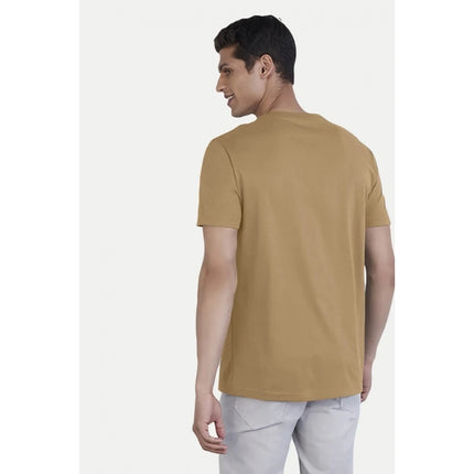 Rosolly Men'sÂ Casual Half sleeve Digital Printed Cotton Crew Neck T-shirt (Sand)