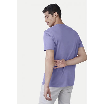 Rosolly Men'sÂ Casual Half sleeve Printed Cotton Crew Neck T-shirt (Purple)
