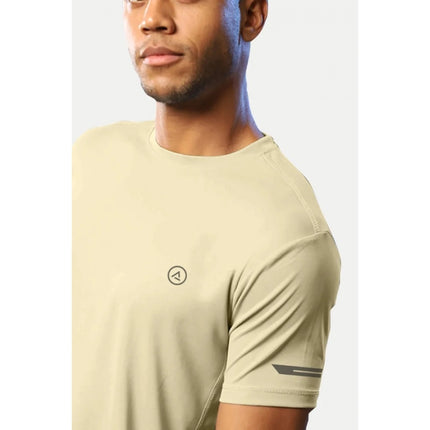 Rosolly Men'sÂ Casual Half sleeve SolidÂ Polyester Crew Neck T-shirt (Sand)