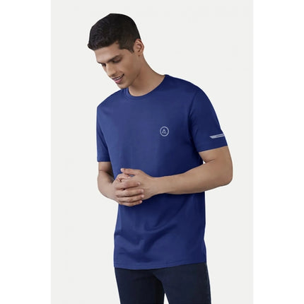 Rosolly Men'sÂ Casual Half sleeve SolidÂ Polyester Crew Neck T-shirt (Blue)