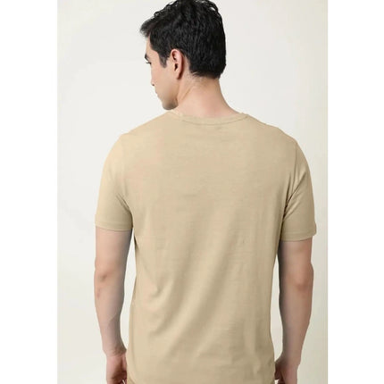 Rosolly Men'sÂ Casual Half sleeve SolidÂ Cotton V Neck T-shirt (Beige)