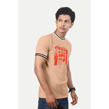 Rosolly Men'sÂ Casual Half sleeve Printed Cotton Crew Neck T-shirt (Coral)