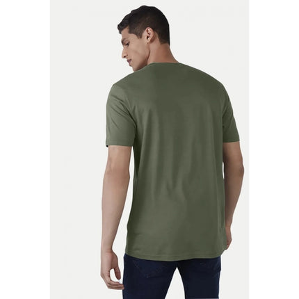Rosolly Men'sÂ Casual Half sleeve Printed Cotton Crew Neck T-shirt (Military Green)