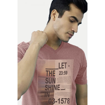 Rosolly Men'sÂ Casual Half sleeve Digital Printed Cotton Crew Neck T-shirt (Coral)