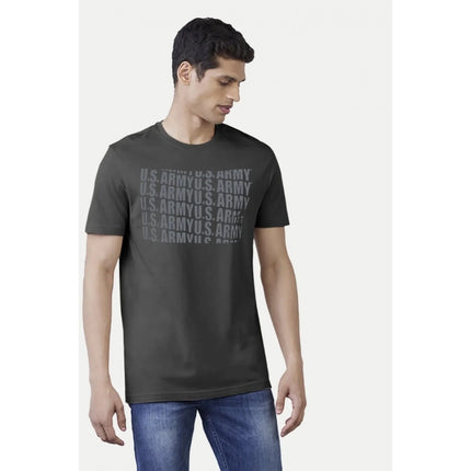 Rosolly Men'sÂ Casual Half sleeve Printed Cotton Round Neck T-shirt (Dark Grey)