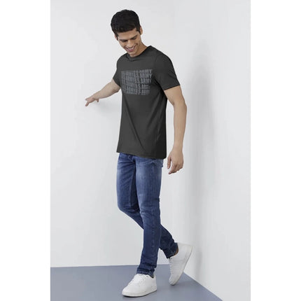 Rosolly Men'sÂ Casual Half sleeve Printed Cotton Round Neck T-shirt (Dark Grey)