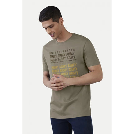 Rosolly Men'sÂ Casual Half sleeve Printed Cotton Crew Neck T-shirt (Olive)