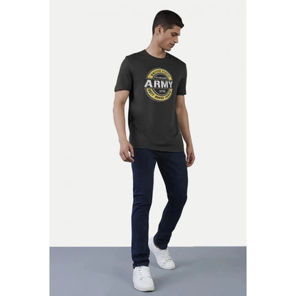Rosolly Men'sÂ Casual Half sleeve Printed Cotton Crew Neck T-shirt (Black)