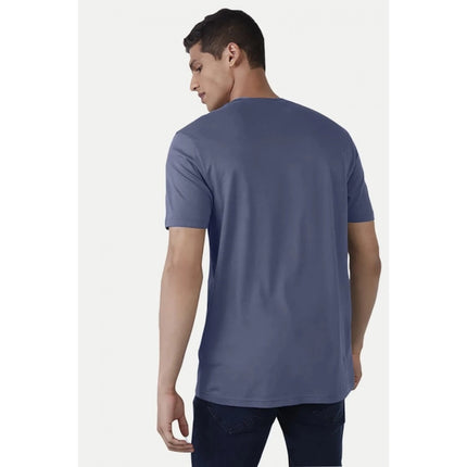 Rosolly Men'sÂ Casual Half sleeve Printed Cotton Crew Neck T-shirt (Blue)
