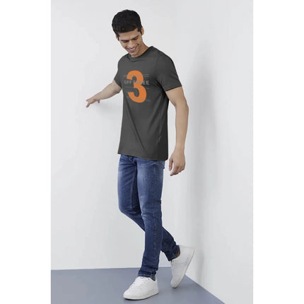 Rosolly Men'sÂ Casual Half sleeve Printed Cotton Crew Neck T-shirt (Black)