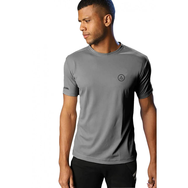 Rosolly Men'sÂ Casual Half sleeve SolidÂ Polyester Crew Neck T-shirt (Grey)