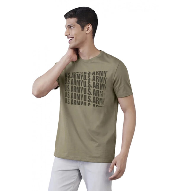 Rosolly Men'sÂ Casual Half sleeve Printed Cotton Crew Neck T-shirt (Green)