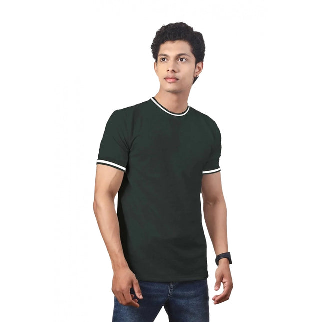 Rosolly Men'sÂ Casual Half sleeve SolidÂ Polyester Crew Neck T-shirt (Olive)