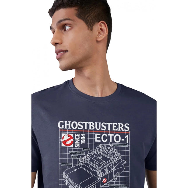Rosolly Men'sÂ Casual Half sleeve Printed Polyester Crew Neck T-shirt (Blue)