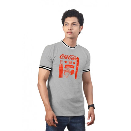 Rosolly Men'sÂ Casual Half sleeve Printed Cotton Crew Neck T-shirt (Grey Melange)