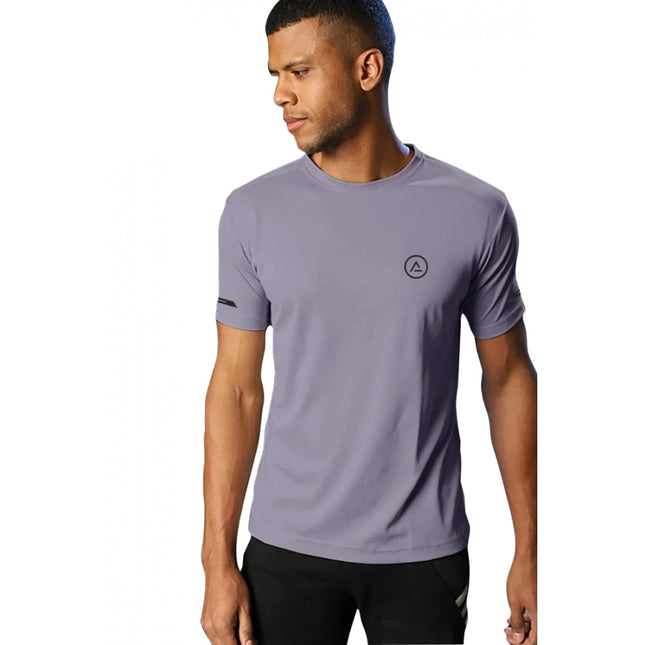 Rosolly Men'sÂ Casual Half sleeve SolidÂ Polyester Crew Neck T-shirt (Lilac)