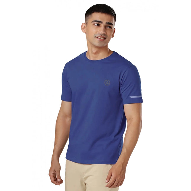 Rosolly Men'sÂ Casual Half sleeve SolidÂ Polyester Crew Neck T-shirt (Blue)