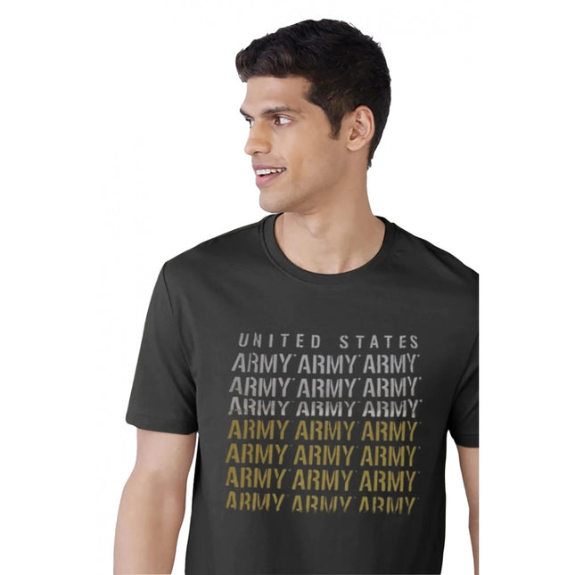 Rosolly Men'sÂ Casual Half sleeve Printed Cotton Crew Neck T-shirt (Black)