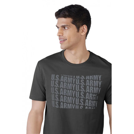 Rosolly Men'sÂ Casual Half sleeve Printed Cotton Round Neck T-shirt (Dark Grey)